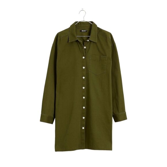 Madewell Utility Button Front Shirtdress | Loden Green | Fall Layering S NWT - Picture 5 of 15
